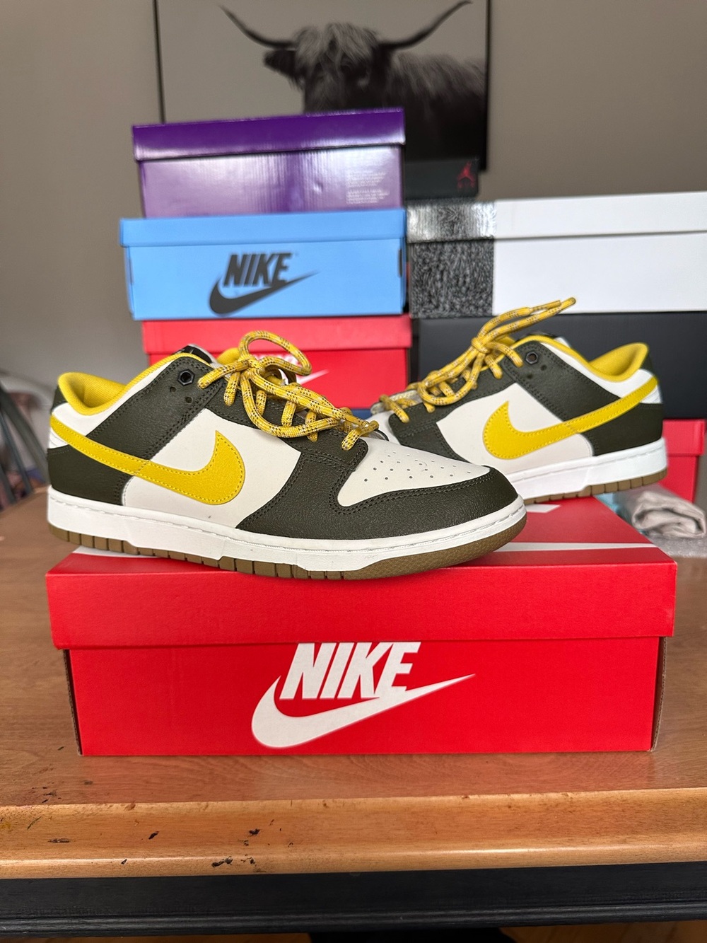 Nike Dunk Low Retro PRM- Cargo Khaki/Vivid Sulfur (Size 11M)